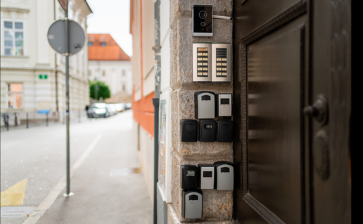Security key holders on th wall of an apartment building in Spain
