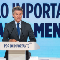 PP leader Alberto Nuñez Feijóo during a speech