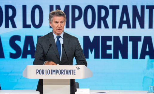 PP leader Alberto Nuñez Feijóo during a speech