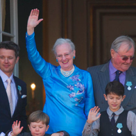 The Danish royal family on a balcony
