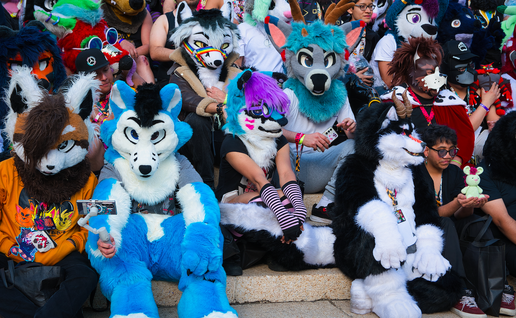 A group of people dressed up as animals