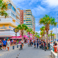 Tourists on Levante Beach in Benidorm as hotel occupancy rises before summer
