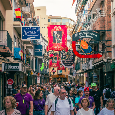 Busy tourist street in Benidorm