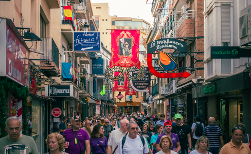 Busy tourist street in Benidorm
