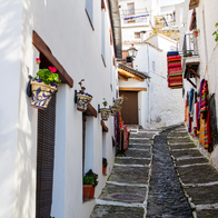 White washed walls of a street in Pampaneira in La Alpujarra