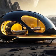 Futuristic building on the moon surface