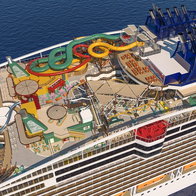 The harbour outdoor theme park on board the MSC world asia