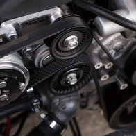 View of car Engine with timing belt
