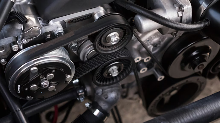 View of car Engine with timing belt