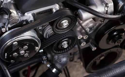 View of car Engine with timing belt