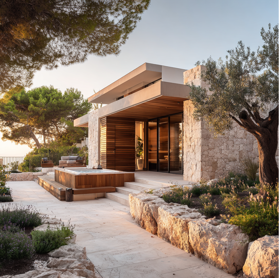 Front view of a luxury villa