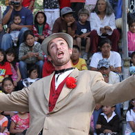 Clowning around with performer David Cebrian.