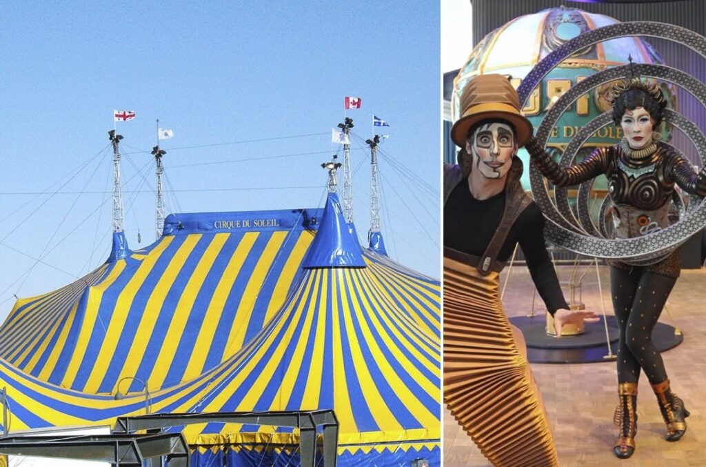 Cirque du Soleil big top rises in Malaga for Kurios spectacular: Workers complete complex big top raising