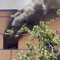 Fire still belching out black smoke from Ibis Hotel, Malaga.