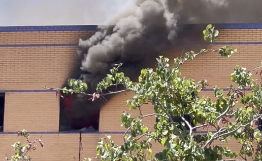 Fire still belching out black smoke from Ibis Hotel, Malaga.