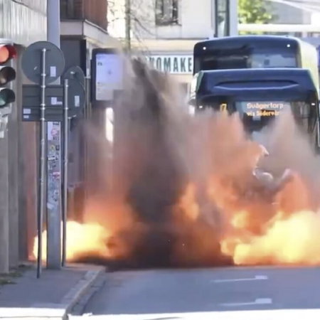 Controlled explosion on streets of Mälmo.