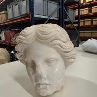 The Roman marble head discovered at Almadraba Beach in Alicante.