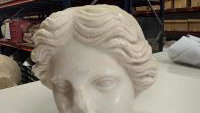 The Roman marble head discovered at Almadraba Beach in Alicante.