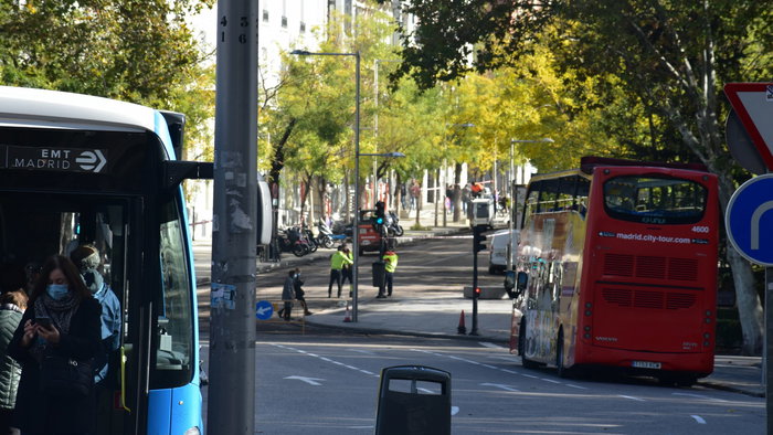 Buses in Madrid.