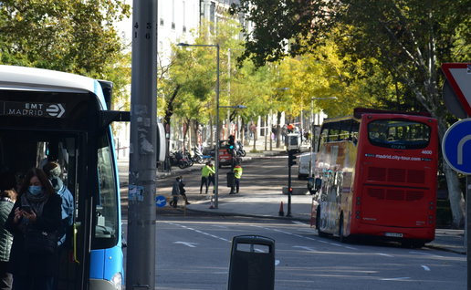 Buses in Madrid.