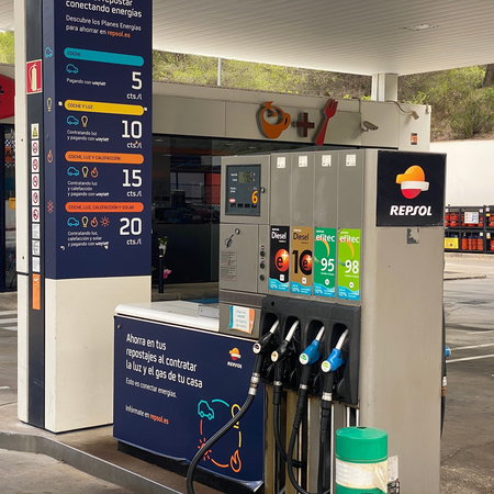 Fuel pumps at a Repsol petrol station in Spain as temporary VAT cuts on fuel and energy near their end.