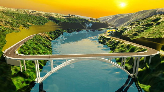 New bridge linking Spain and Portugal.