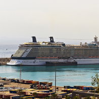Cruise ship docked in Barcelona