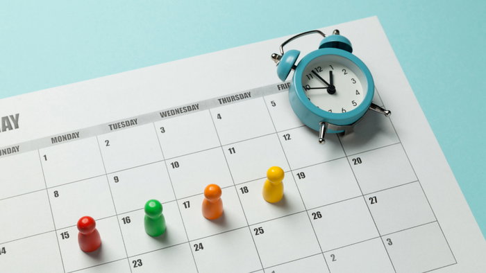 Concept of four-day work week, modern approach to doing business. Effectiveness of employees.