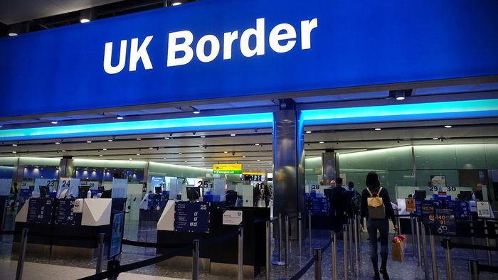 UK border control at Heathrow Airport.