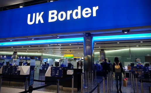 UK border control at Heathrow Airport.