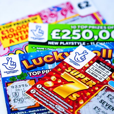 Selection of UK National Lottery scratchcards