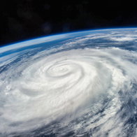 A hurricane forming over the ocean