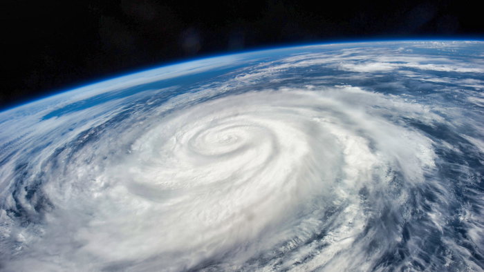 A hurricane forming over the ocean