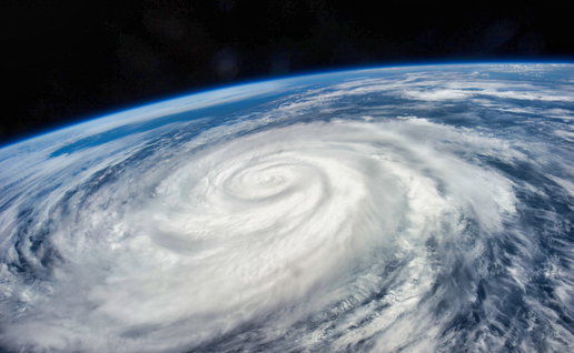 A hurricane forming over the ocean