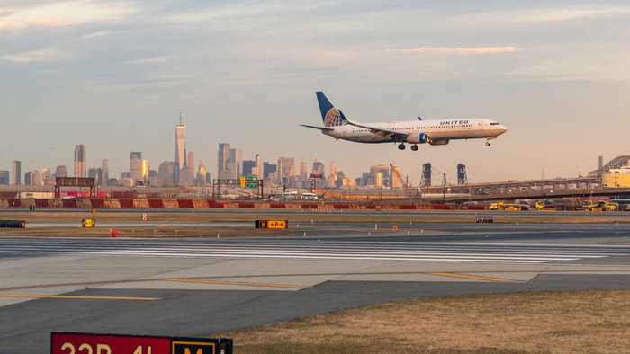 Aircraft lifting off fromNewark Liberty International Airport in New Jersey