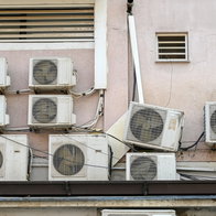 Many air conditioning units all ready to kick in for Summer.