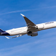 Lufthansa flight leaving Munich Airport.