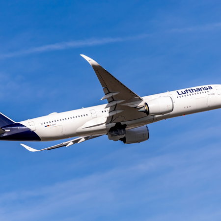 Lufthansa flight leaving Munich Airport.