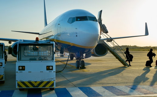 Ryanair flights arrives at destination.