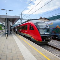 Passenger train at a European railway station as the EU proposes a single ticket system for cross border rail travel.
