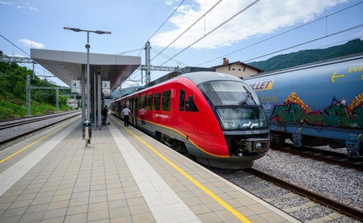 Passenger train at a European railway station as the EU proposes a single ticket system for cross border rail travel.