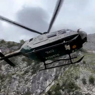 Guardia Civil GREIM mountain rescue searching Picos de Europa mountain range.