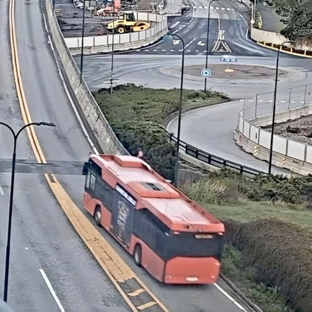 Bus caught on cctv far from home.