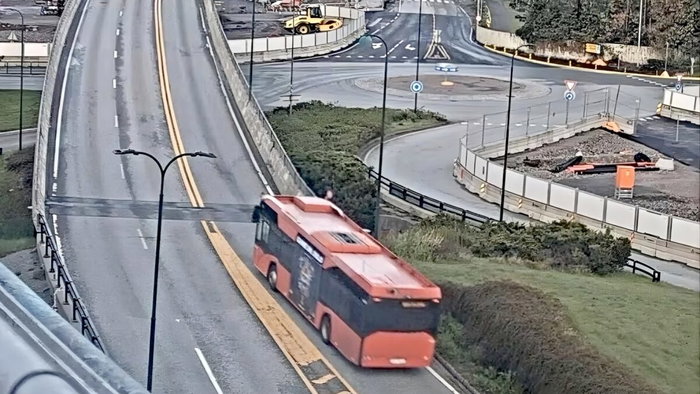 Bus caught on cctv far from home.