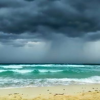 Both sunny and stormy beaches.