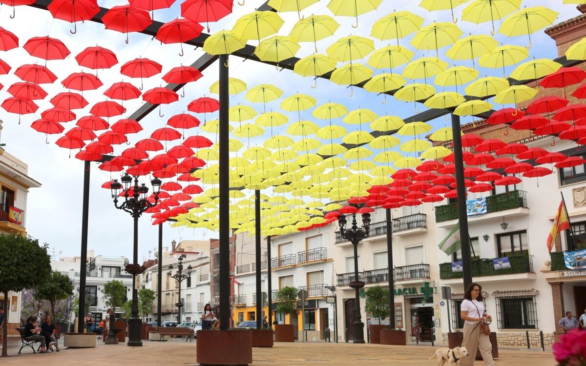 Torrox creates giant Spanish flag canopy in Constitution Plaza for World Cup