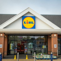 UK logo and entrance of supermarket