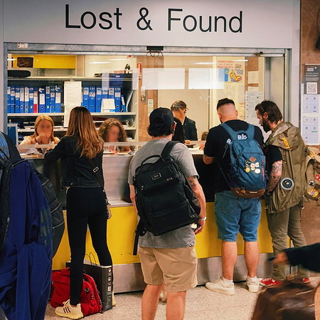 Passengers at the lost and found buggage claim