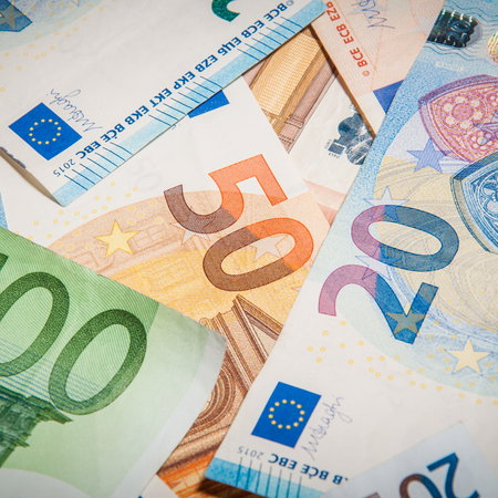 Banknote: 20 euro 50 euro 100 euro thrown on the ground.