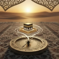 View of a prayer mat facing mecca